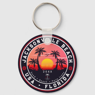 Jacksonville Beach Florida tropical Retro Sunset Nyckelring