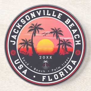 Jacksonville Beach Florida tropical Retro Sunset Underlägg