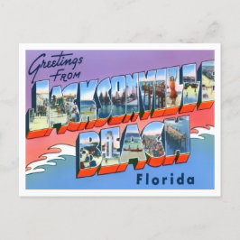 Jacksonville Beach, Florida Vintage Big Brev Vykort