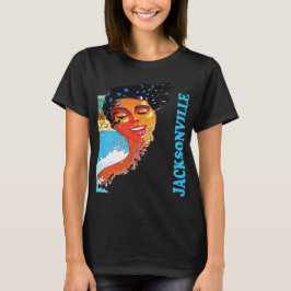 Jacksonville Beach Solnedgång Retro Resa T Shirt