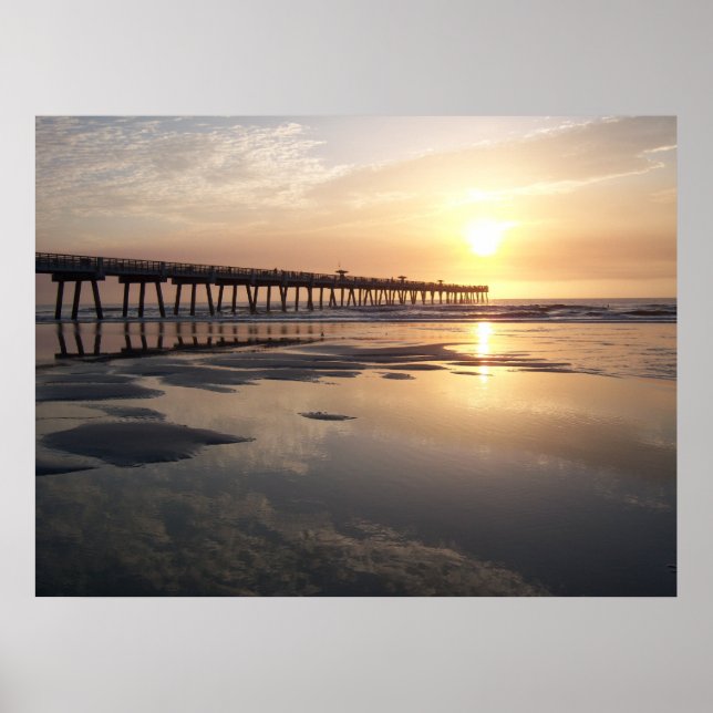 Jacksonville Beach Sunrise - Pier Poster (Framsidan)