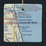 Jacksonville Beach Vintage Karta Julgransprydnad Keramik<br><div class="desc">Julprydnadsföremål för Jacksonville Beach Florida och Neptune Beach på vintage karta.</div>