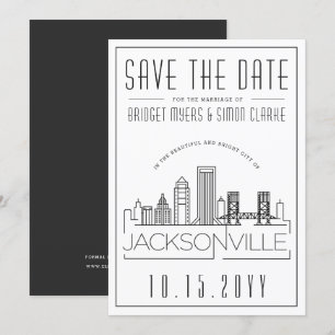 Jacksonville Bröllop Skyline Spara datum Inbjudningar