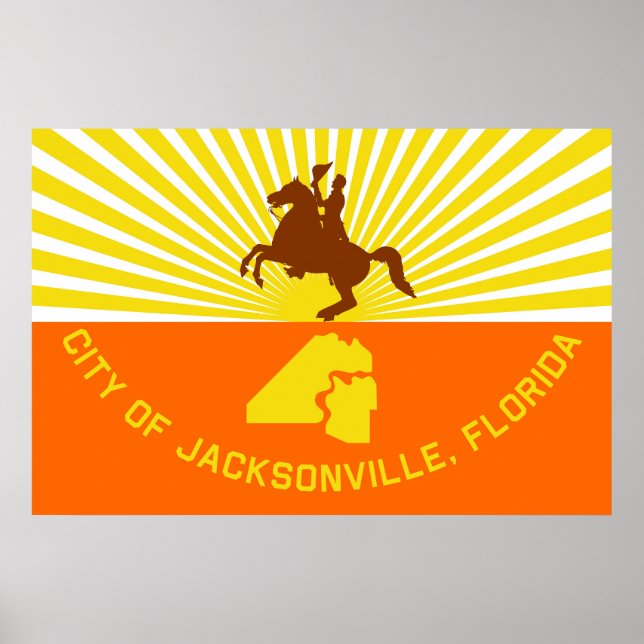 Jacksonville city flagga Florida USA United Stater Poster (Framsidan)