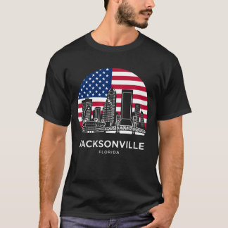 Jacksonville City Florida American Flag T Shirt