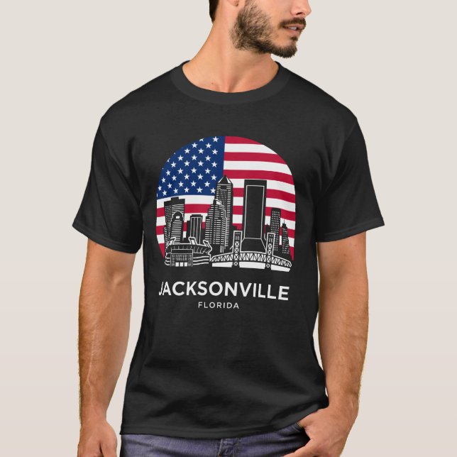 Jacksonville City Florida American Flag T Shirt (Framsida)