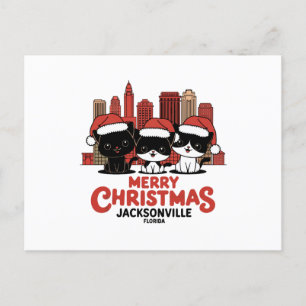 Jacksonville City Florida God jul Cats USA Vykort