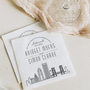 Jacksonville Deco Skyline Bröllop Event Napkins Pappersservett