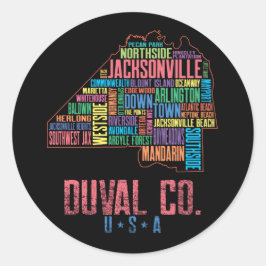 Jacksonville Duval County Florida USA Karta Runt Klistermärke