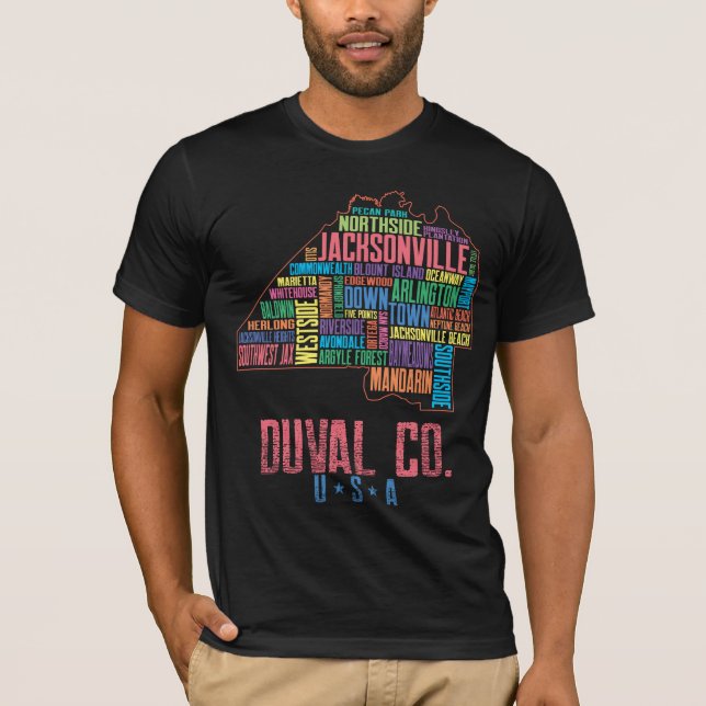 Jacksonville Duval County Florida USA Karta T Shirt (Framsida)