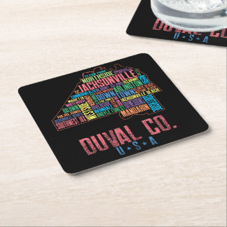 Jacksonville Duval County Florida USA Karta Underlägg Papper Kvadrat