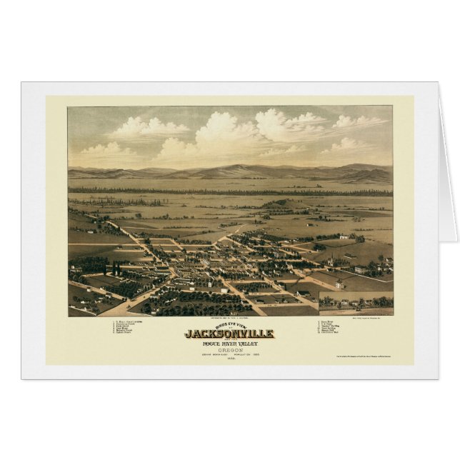 Jacksonville ELLER panorama- karta - 1883 Hälsningskort (Framsidan Horizontal)