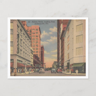 Jacksonville FL, Adams Street View, 1955 Vykort