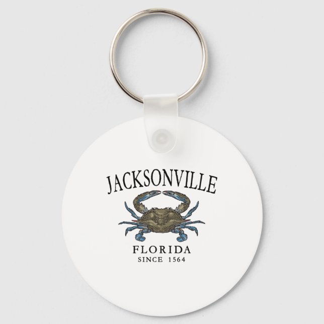 Jacksonville Fl Blue Crab sedan 1564 Arched Black Nyckelring (Framsida)