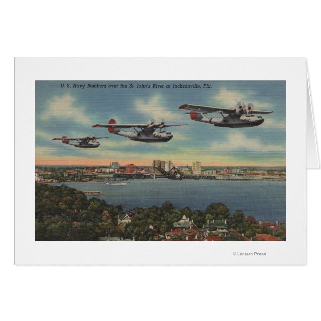 Jacksonville, FL - Bomber från marinen över St. Jo Hälsningskort (Framsidan Horizontal)