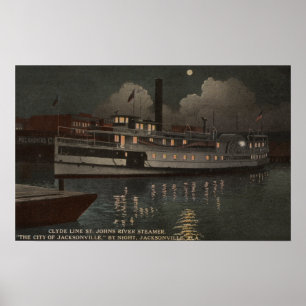 Jacksonville FL - natten beskådar den St Johns Poster