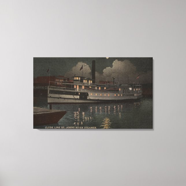 Jacksonville, FL - Night View St. Johns River Canvastryck (Framsida)