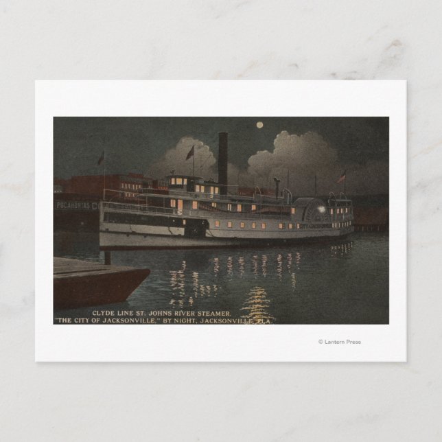 Jacksonville, FL - Night View St. Johns River Vykort (Framsida)