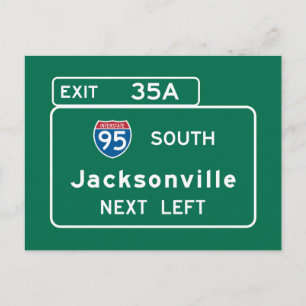 Jacksonville, FL Road Sign Vykort
