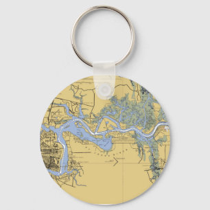 Jacksonville FL St Johns Nautical Chart Keychain Nyckelring