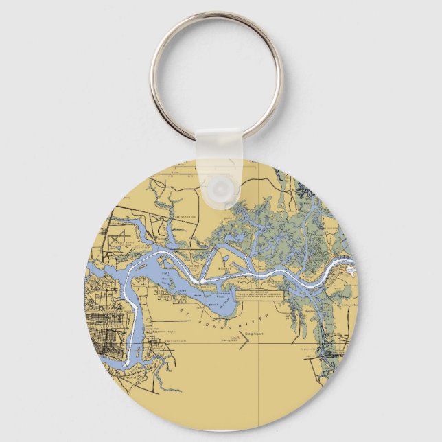 Jacksonville FL St Johns Nautical Chart Keychain Nyckelring (Framsida)