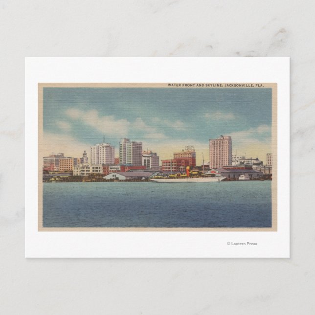 Jacksonville, FL - View of Vatten Front & Skyline Vykort (Framsida)