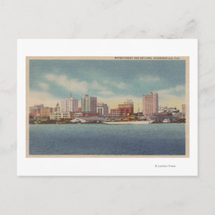 Jacksonville, FL - View of Vatten Front & Skyline Vykort