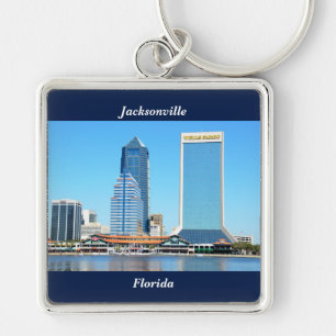 Jacksonville, Florida Cityscape Fyrkantig Silverfärgad Nyckelring