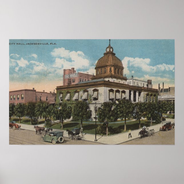 Jacksonville, Florida - Exterior View of City Poster (Framsidan)