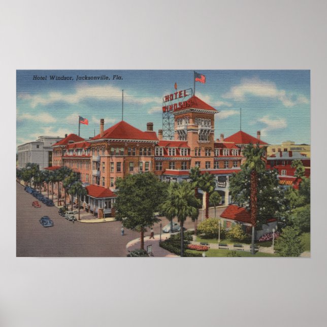 Jacksonville, Florida - Exterior View of Hotel Poster (Framsidan)