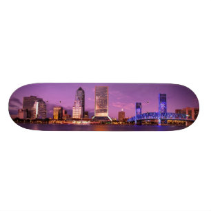 Jacksonville Florida horisont på natten Old School Skateboard Bräda 18 Cm
