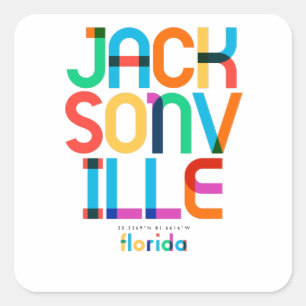 Jacksonville Florida Mid Century, Pop Art Fyrkantigt Klistermärke