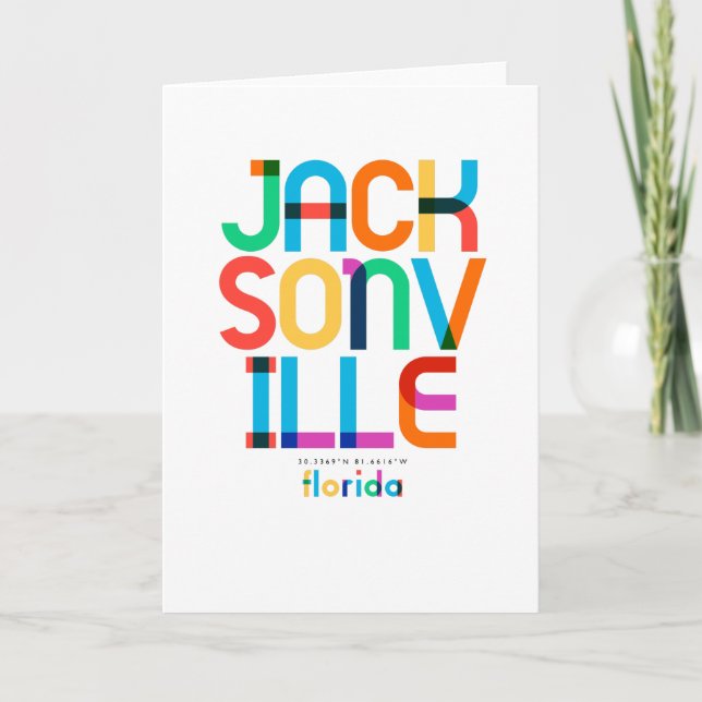Jacksonville Florida Mid Century, Pop Art Kort (Framsida)