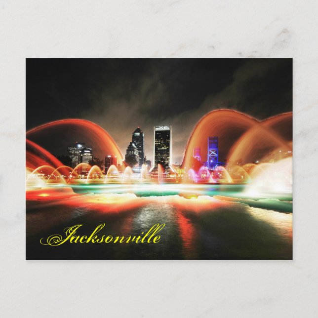 Jacksonville, Florida och Friendship Fountain Vykort (Framsida)