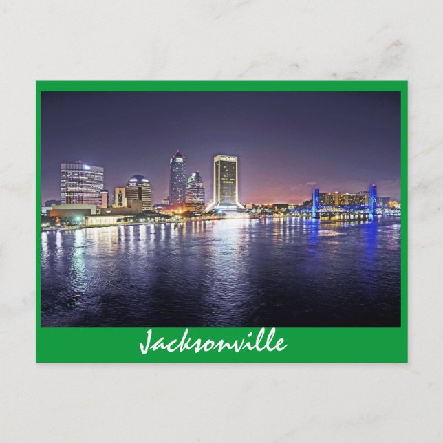 Jacksonville, Florida på natten Vykort (Framsida)