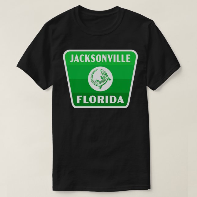 Jacksonville Florida Retro Gator Badge Grönt T Shirt (Design framsida)