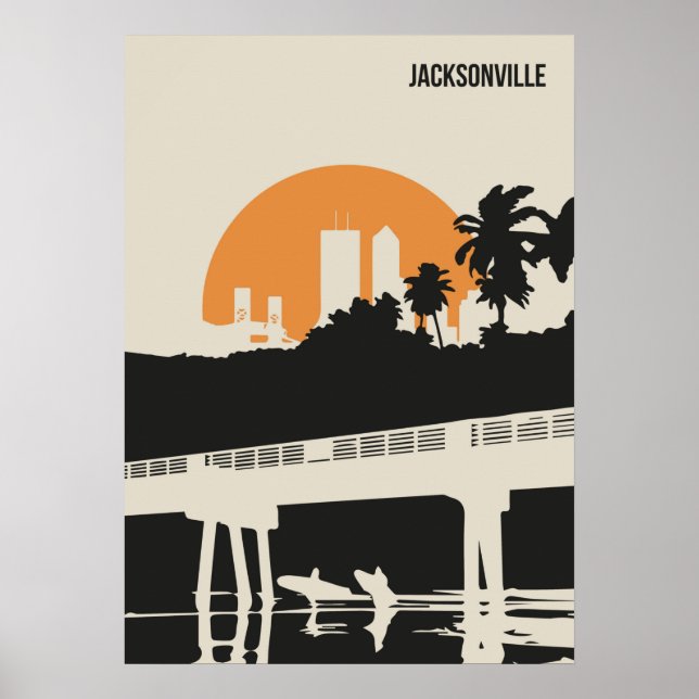 Jacksonville Florida Retro Minimal Bok Cover Poster (Framsidan)