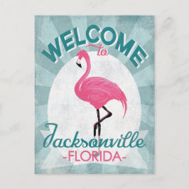 Jacksonville Florida Rosa Flamingo Retro Vykort