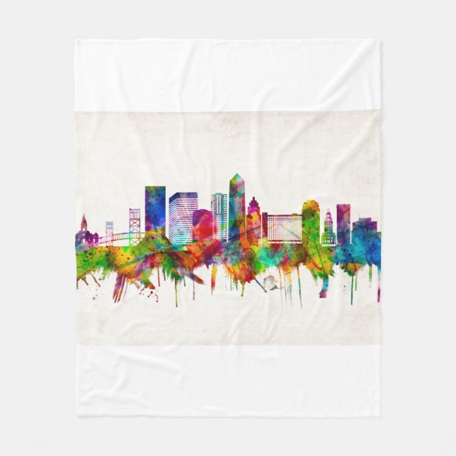 Jacksonville Florida Skyline Fleecefilt (Framsidan)