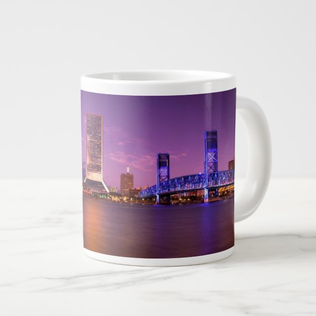 Jacksonville Florida Skyline i natt Jumbo Mugg (Framsida höger)