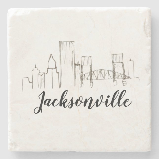 Jacksonville Florida Skyline Illustration Art Stenunderlägg (Framsidan)