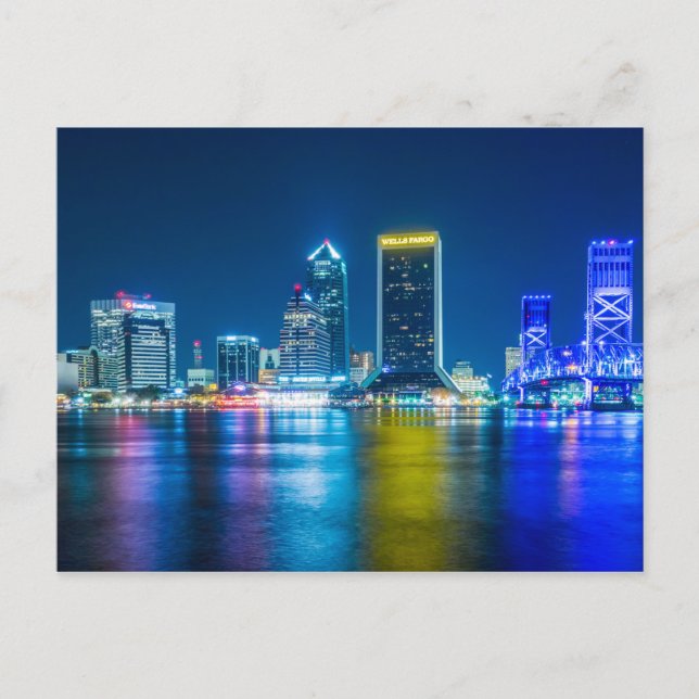 Jacksonville Florida Skyline längs floden Vykort (Framsida)