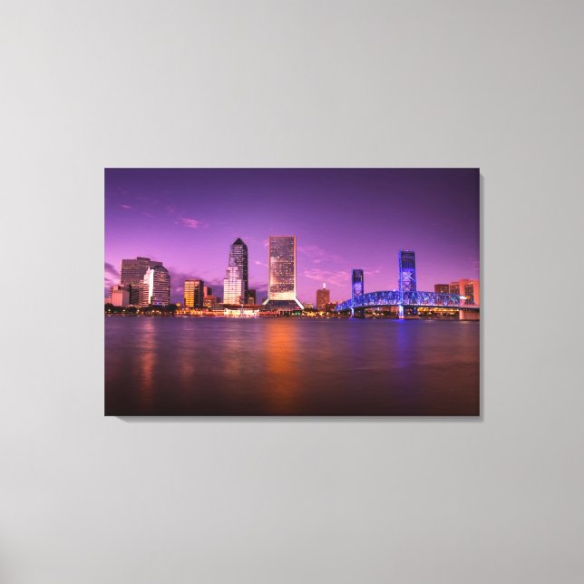 Jacksonville Florida Skyline på natten Canvastryck (Framsida)