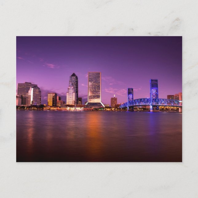 Jacksonville Florida Skyline på natten Vykort (Framsida)
