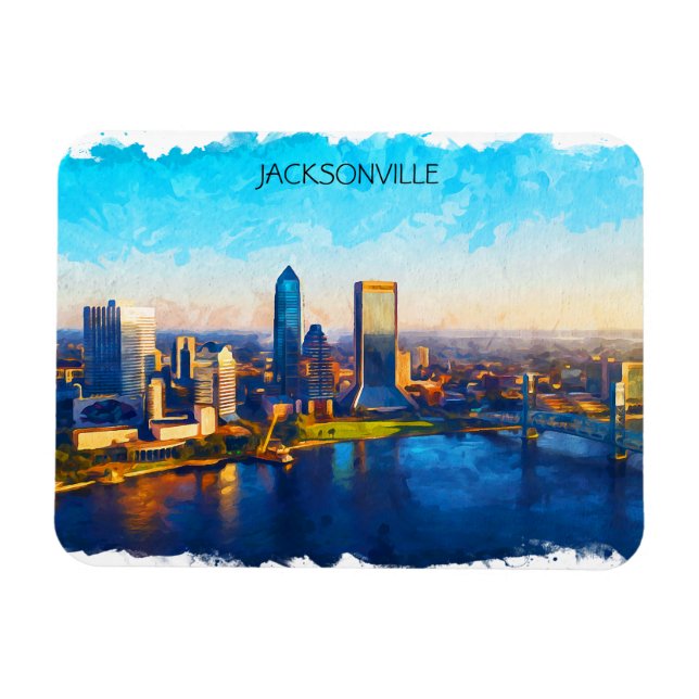 Jacksonville Florida Skyline Panorama View Magnet (Horisontell)