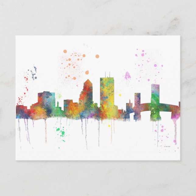 JACKSONVILLE, FLORIDA SKYLINE VYKORT (Framsida)