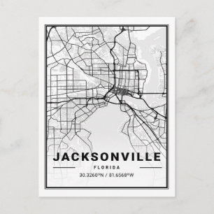 Jacksonville Florida USA Travel City Karta Vykort