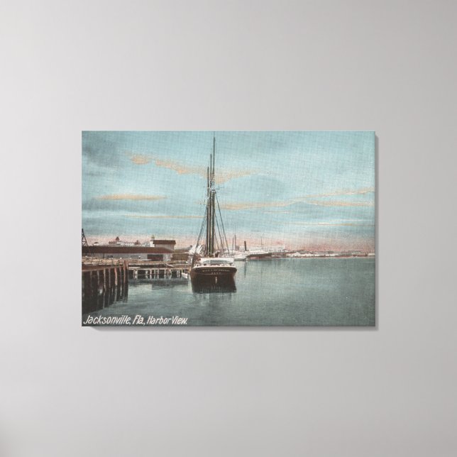 Jacksonville, Florida - View of Harbour with Canvastryck (Framsida)