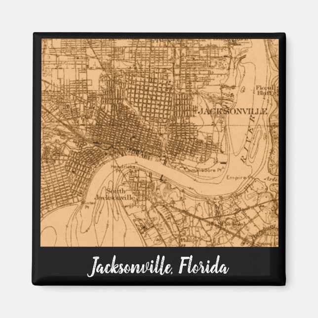 Jacksonville Florida vintage karta Magnet (Framsidan)