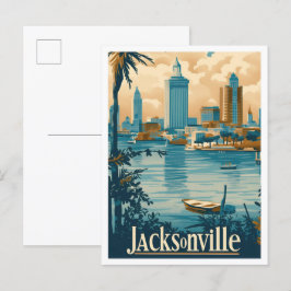 Jacksonville Florida Vintage resor Illustration Vykort
